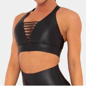 Ryderwear wet look sports bra small